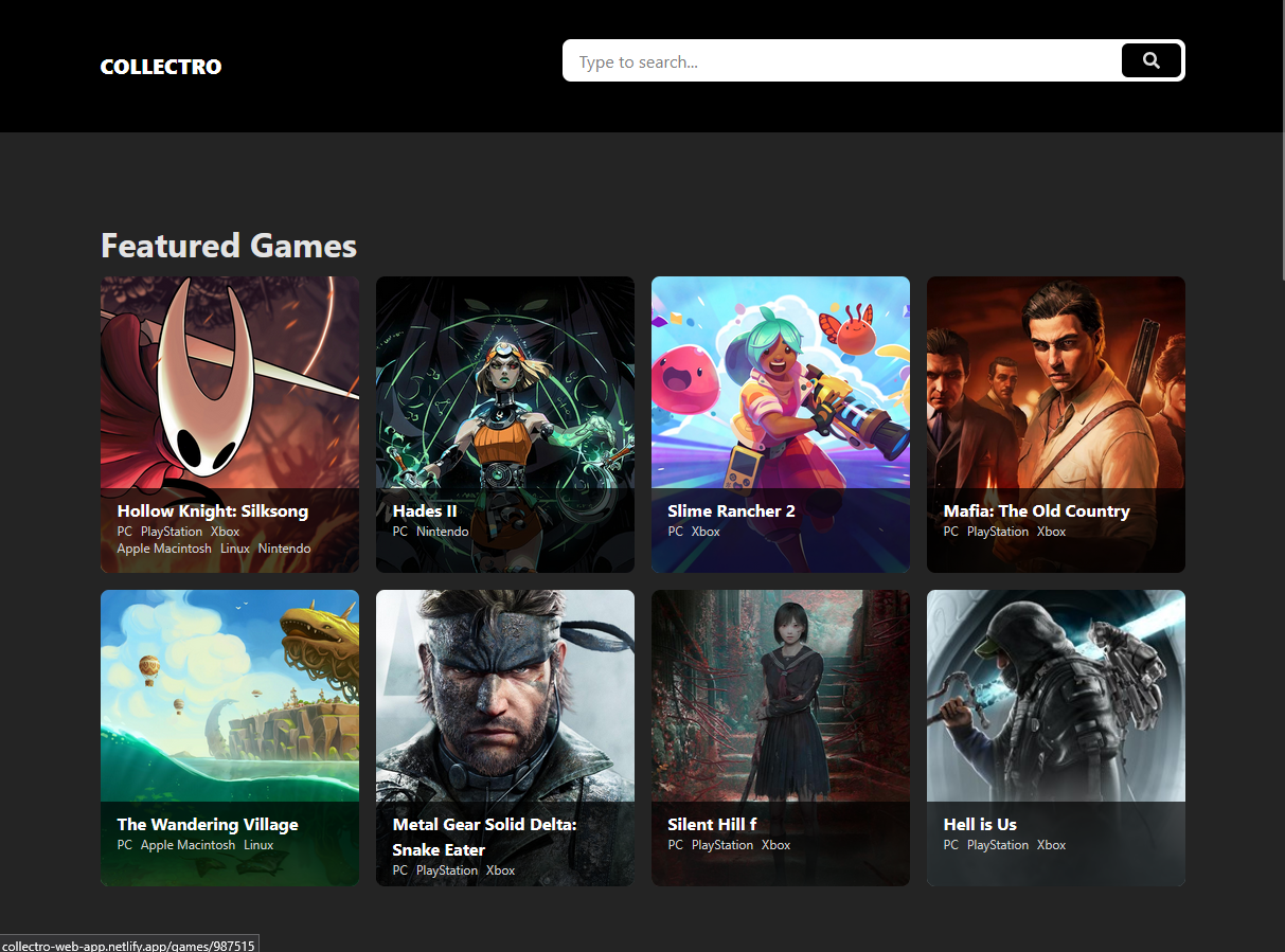 Image of Collectro Web App